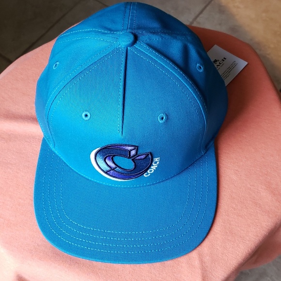 COACH FLAT BRIM HAT:NWT  SIGNATURE TWIST (C2451) TEAL - Picture 2 of 15